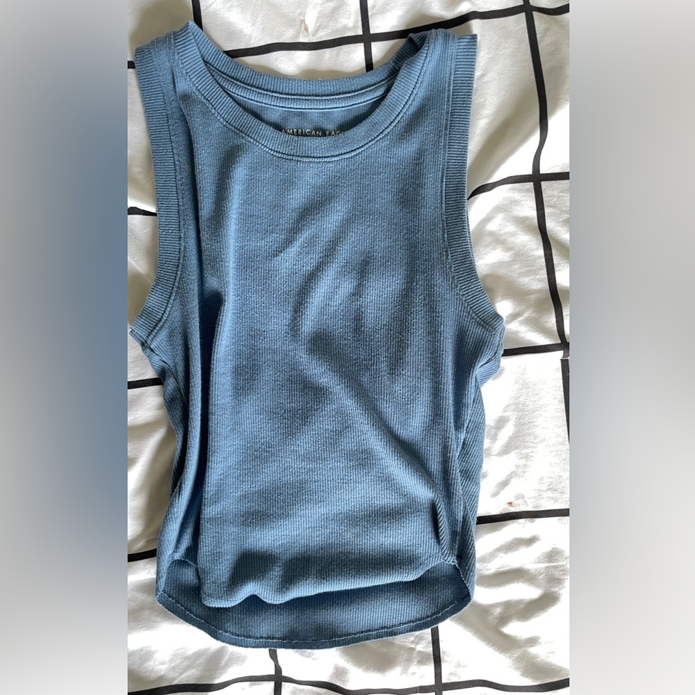 blue AE tank top